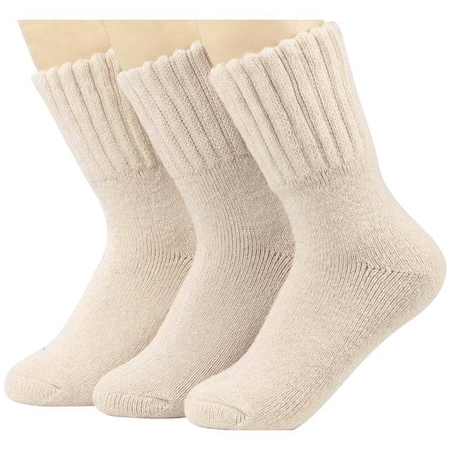 Medias de Lana para Mujer Weweya 3 Pares Color Crema Talla 5-11