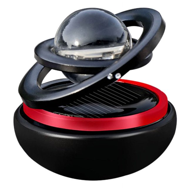 Car Solar Power Air Freshener, Aromatherapy Fragrance Diffuser Suspension Double Ring Air Diffuser, Black