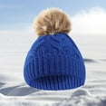 thumbnail image 7 of Edvintorg New Girls Boys Kids Winter Beanie Solid Color Knit Hat Warm Knit Thick Ski Cap With Fluff Ball For 4-12Years Old, 7 of 7