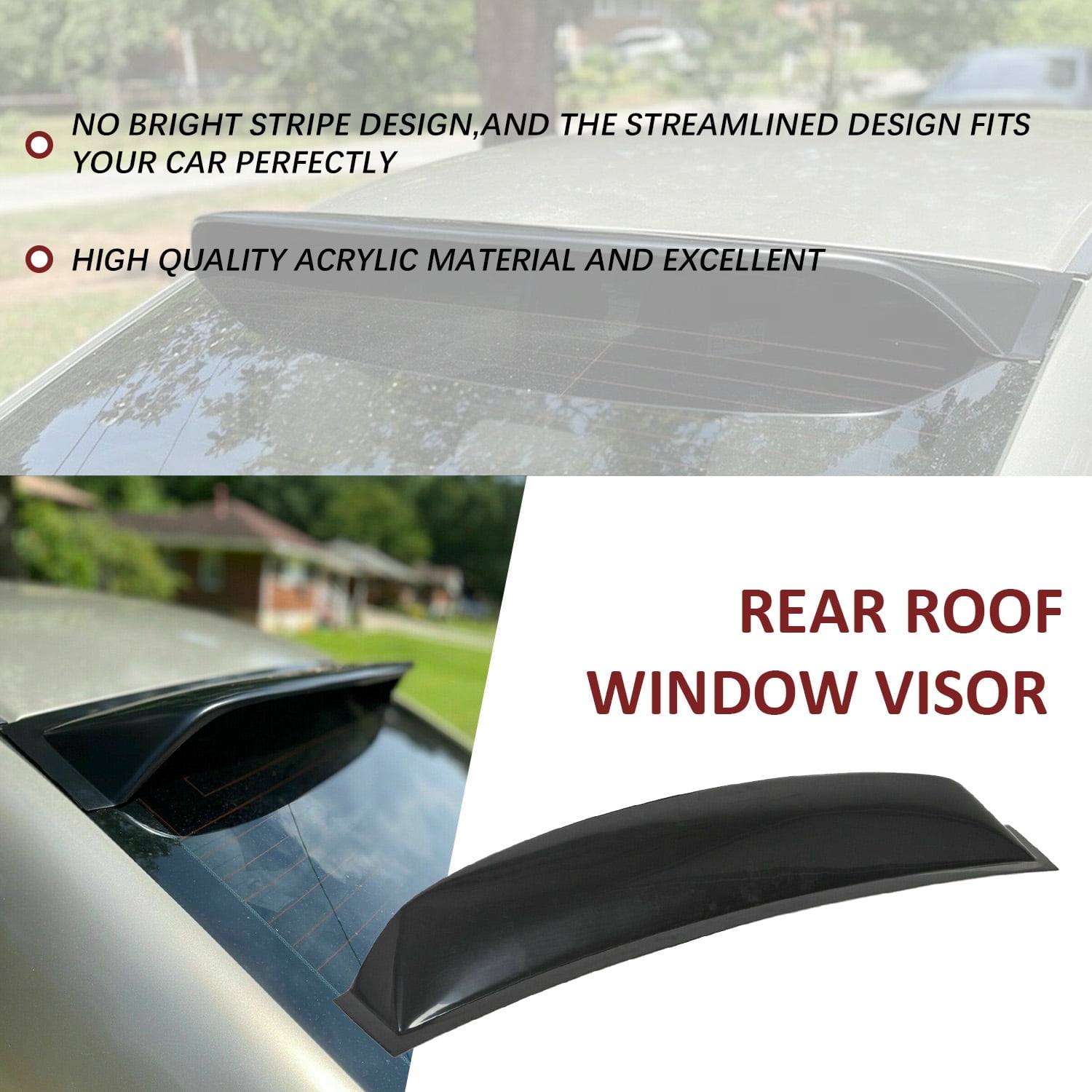 Kojem Rear Window Roof Vent Visor Spoiler Wing Fit for 2006 -2011 Honda Civic 4DR Sedan Wind Deflector ABS
