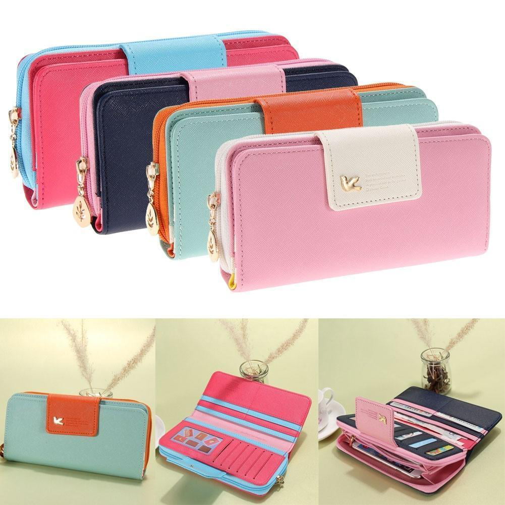 Women Wallet Purse Small Faux Leather Card Holder Coin Purse Clutch Hand Purse 