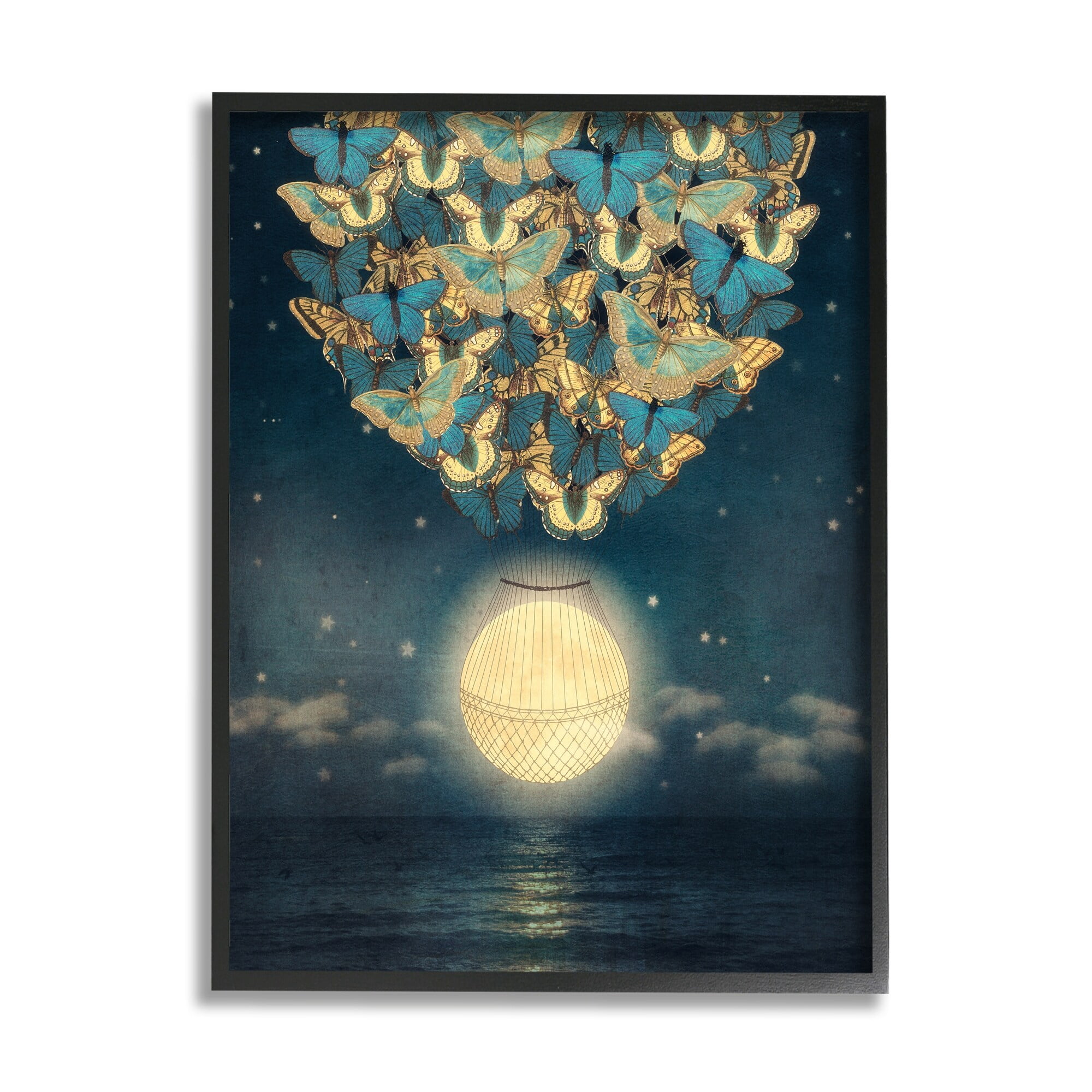 Stupell Industries Lunar Butterfly Hot Air Balloon Surreal Ocean Sky,24 x 30, Design by Paula Belle Flores