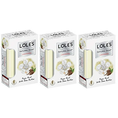 LOLE'S Luxury Pure Natural Soap, Kojic Acid with Shea Butter - Skin Lightening Face and Body Care with Vitamin E - 100% Vegetable - LOLES - PACK OF 3 (5.2 oz