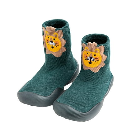 

DNDKILG Infant Baby Girls Boy Non-Slip Spring Summer Fall Slippers First Walkers Shoes Toddler Child Cartoon Elastic Floor Socks Green 6M-2.5Y 19
