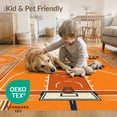 thumbnail image 4 of ODIKA Round Basketball Blanket Retro Stripe Frame Arc Motif Football Low Profile Flatwoven for Great Room, Indoor Open Concept, Large Living, 4 of 7