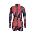 thumbnail image 3 of Seyurigaoka Female Playsuits, Summer Floral Print Deep V-Neck Long Sleeve Romper, 3 of 9
