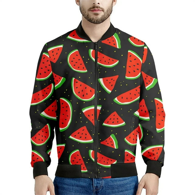 Spring Autumn Zipper Coat Tropical Fruits Pattern Bomber Jackets Harajuku Fashion Watermelon 3D Print Long Sleeve Flight Jacket Deng