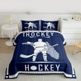 thumbnail image 2 of Homewish Ice Hockey City Bedding Comforter Set,Hockey Stick Twin Comforter Sets,Blue White Bedding Set For Boys,Ultra Soft Bedroom Decorative Reversible,2-Piece, 2 of 8