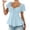 Z-Sky Blue378, variant on JIAYUE Women's Shirts Fashion Summer Short Sleeve With Drawstring V-Neck Tie Design Casual Solid Color Tee Female Cozy Tops