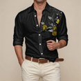 thumbnail image 2 of ZTKWD Mens Dress Shirts Hipster Rose Floral Printed Slim Fit Long Sleeve Button Down, 2 of 4