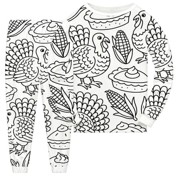 Girls Sporty Outfit Sets Long Sleeve Pajama 2 Piece Sleep Prints Girls Spring Clothes,White,Size 5 -6 Years