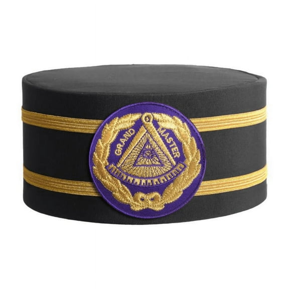 Grand Master Blue Lodge Crown Cap - Purple Patch with Two Braids