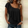 thumbnail image 2 of GUACER Sleeveless Blouses for Women Asymmetrical Ruffle One-Shoulder Tops Strappy Shirts for Summer & Casual, 2 of 9