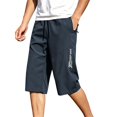 thumbnail image 2 of Xdegoge Mens Workout Capri Shorts Below Knee Length Elastic Waist Drawstring with Zipper Pockets Quick Dry Lightweight Athletic Running Gym Training Activewear, 2 of 7
