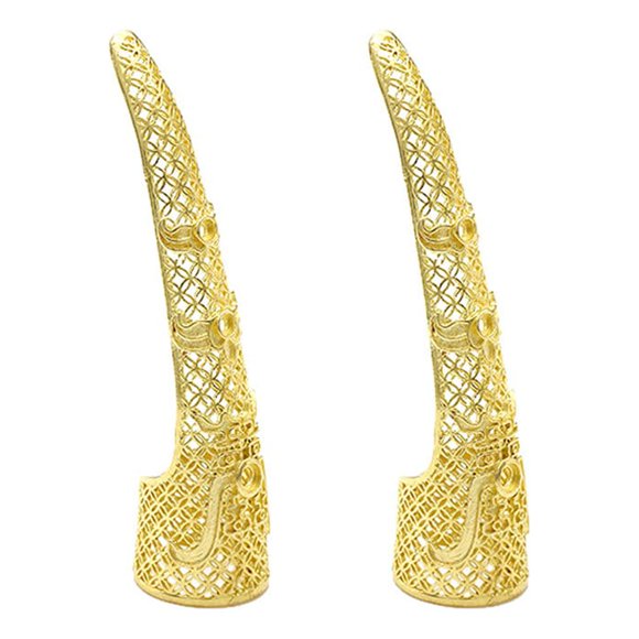 2Pcs Nail Decoration Tip Golden Copper Royal Style for Halloween Belly Dancing Women