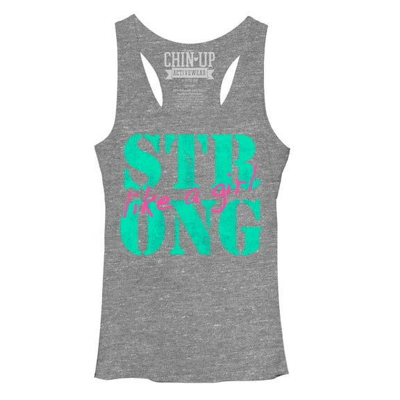 Women's CHIN UP Like a Girl  Racerback Tank Top Gray Heather X Large