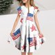 thumbnail image 2 of Odeerbi Niñas Día de La Independencia A-Línea Vestido Acampanado Verano Patriótico Estrella Raya Cuello Redondo Vestido Casual Con Bolsillos, 2 of 7