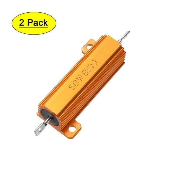 2pcs 50W 8 Ohm Aluminium Housing Chassis Mount Wirewound Power Resistor Glod