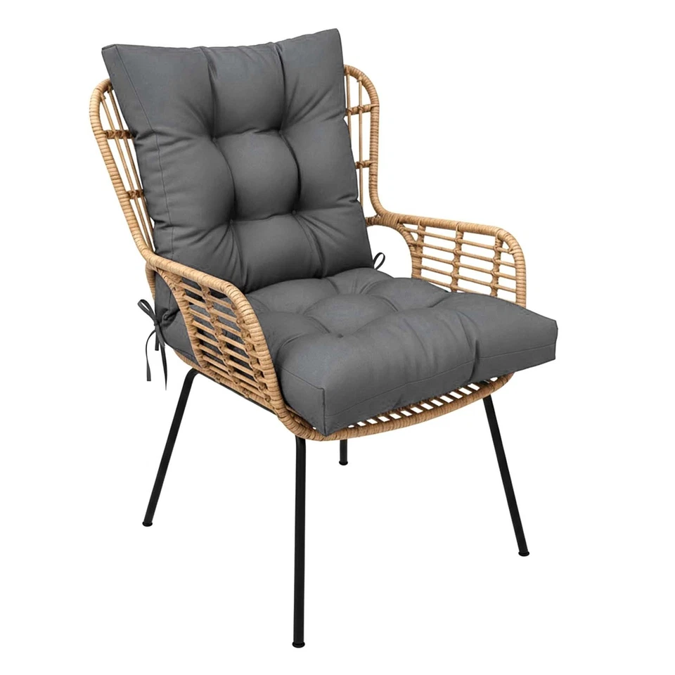 TOPCHANCES Indoor/Outdoor Chair Cushions 42'' x 21'' x 3", Waterproof Tufted Thick Patio Wicker Chair Seat Cushion Rocking Chair Cushion (Dark Gray, Set of 4)