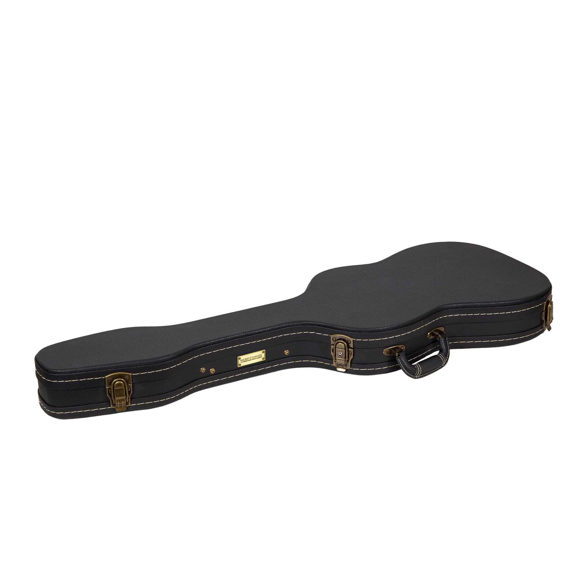 Crossrock Wooden Guitar Case -Fits Telecaster and Stratocaster Styles of Guitars -Vintage Hardware, Sponge Lining, Metal Feet, Storage Space-Black