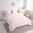 thumbnail image 3 of Manfei Cartoon Loves Pattern 7-Piece Twin Bedding Sets,Modern Geometric Stripe Bedding Comforter Set,Pink Red Sheet Sets For Girls Boys,Luxury Bedroom Decor Reversible, 3 of 8