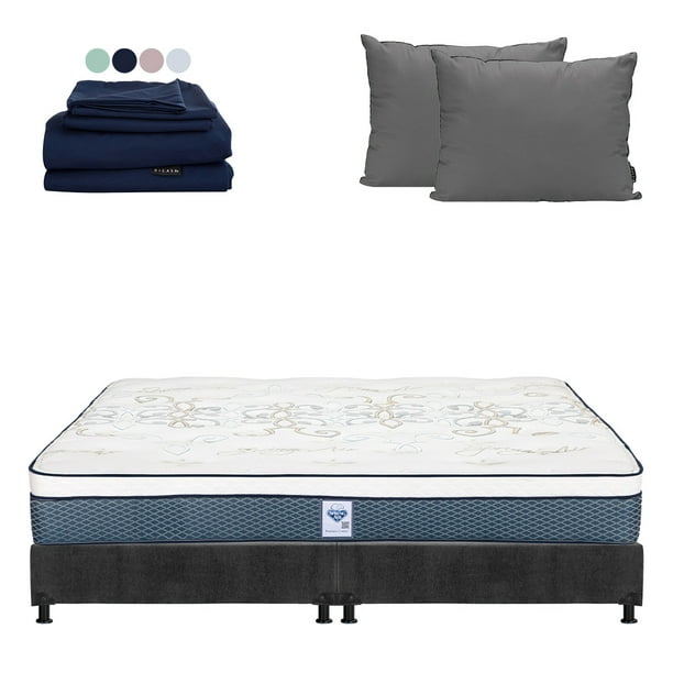 Colchón King Size Cantabria Spring Air + Box + Almohadas 2Pack + Sábanas Softy