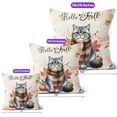 thumbnail image 4 of Hello Fall British Shorthair Scarf Welcome Autumn with Leaves Pumpkins Pillow Cushion Double Sided Cat Lover Kitten Owner Gifts Throw Pillow - 00011, 4 of 4