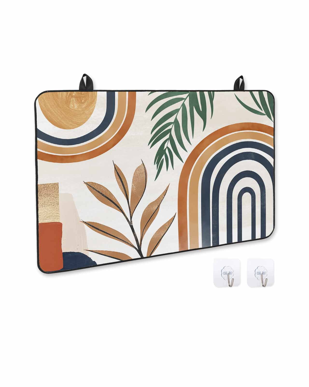 nqOlkjepod Large Induction Cooktop Protector Mat 24"x21", Bohemian Nordic Stove Top Covers for Electric Stove, Abstract Art Coconut Palm Leaves Stove Burner Cover Mats, Glass Top Stove Cover