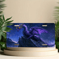 thumbnail image 6 of 1 Pcs 2D Flat License Plate Covers & Frames, Purple Dragon on Rock For Decorative Front, Waterproof For Decoration Aluminum License Plate Covers & Frames Cover For Men Women, 12" X 6", 6 of 7