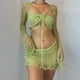 thumbnail image 2 of Conjunto de punto de 3 piezas para mujer: top corto de cuello alto y falda, textura acanalada, hilo de lentejuelas, moderno para fiestas y looks informales., 2 of 4