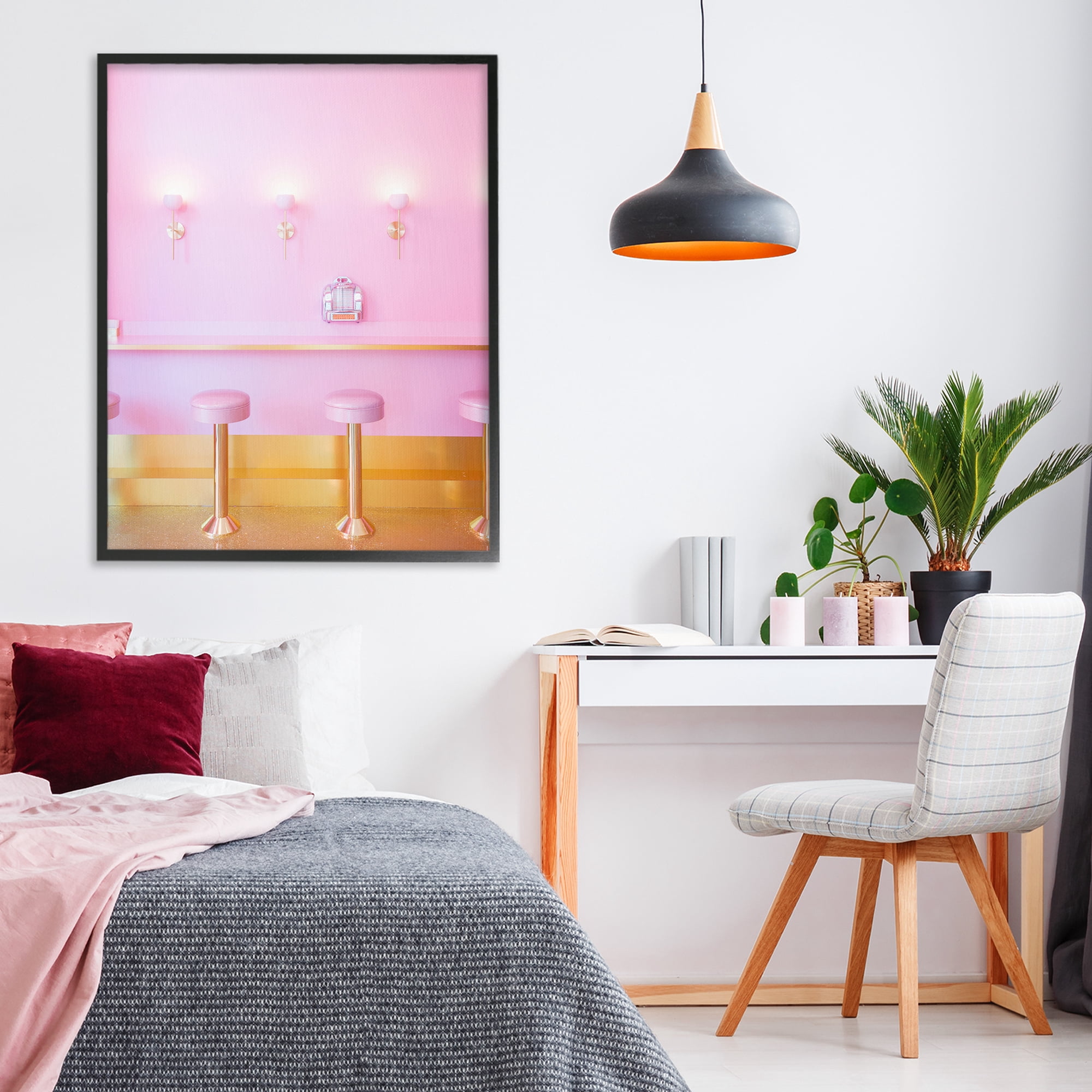 Stupell Industries Pink Retro Dessert Parlor Black Framed Giclee Art, design by LISH Creative