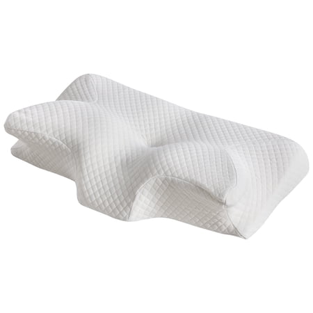 EDX Cervical Pillow for Pain Relief, Ergonomic Side Sleeper Pillow for Dual-Height Orthopedic Contour Support for Bed Sleeping, Memory Foam Pillows Orthopedic Pillow for Back Stomach Sleepers,White