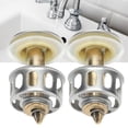thumbnail image 1 of Wash Basin Bounces Drain Filter, Push Bounce Core Detachable No Overflow Clogging Resistance 2Pcs Universal  for Bathroom, 1 of 8