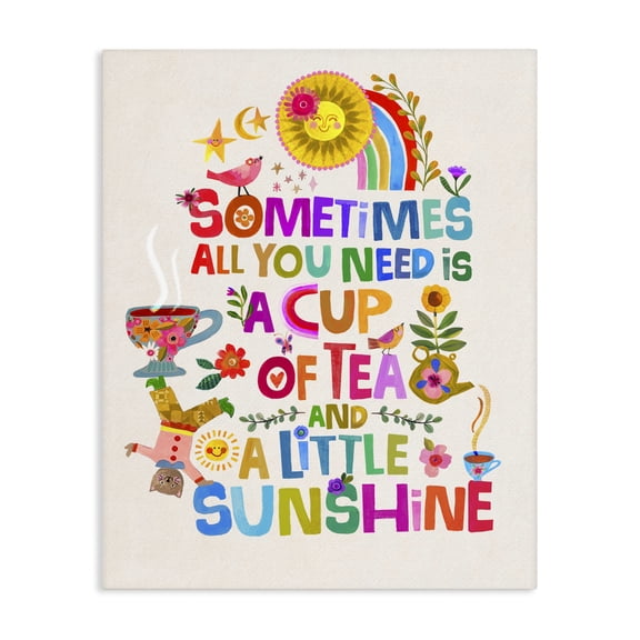 Stupell Industries Cup Of Tea & Sunshine Canvas Wall Art, design by Katherine Herrell Studio