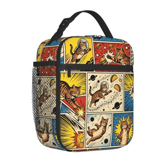 Space Cat Lunch Box Reusable Insulated Lunch Bag Women Men Cooler Tote Bag For Work Picnic Office