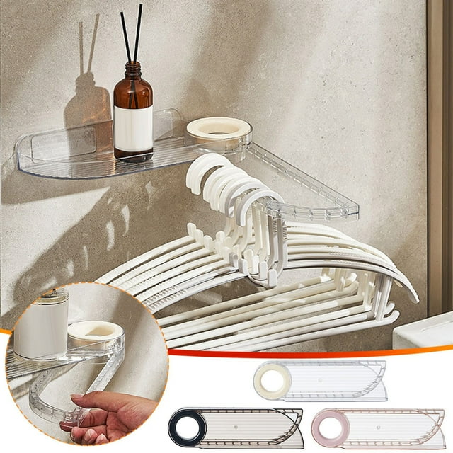 Bowayaoa Perforated Clothes Racks, Wall Mounted Folding Coat Rack, Multifunctional Storage Rack for Hangers & Jewelry, Heavy Duty Balcony Organizer