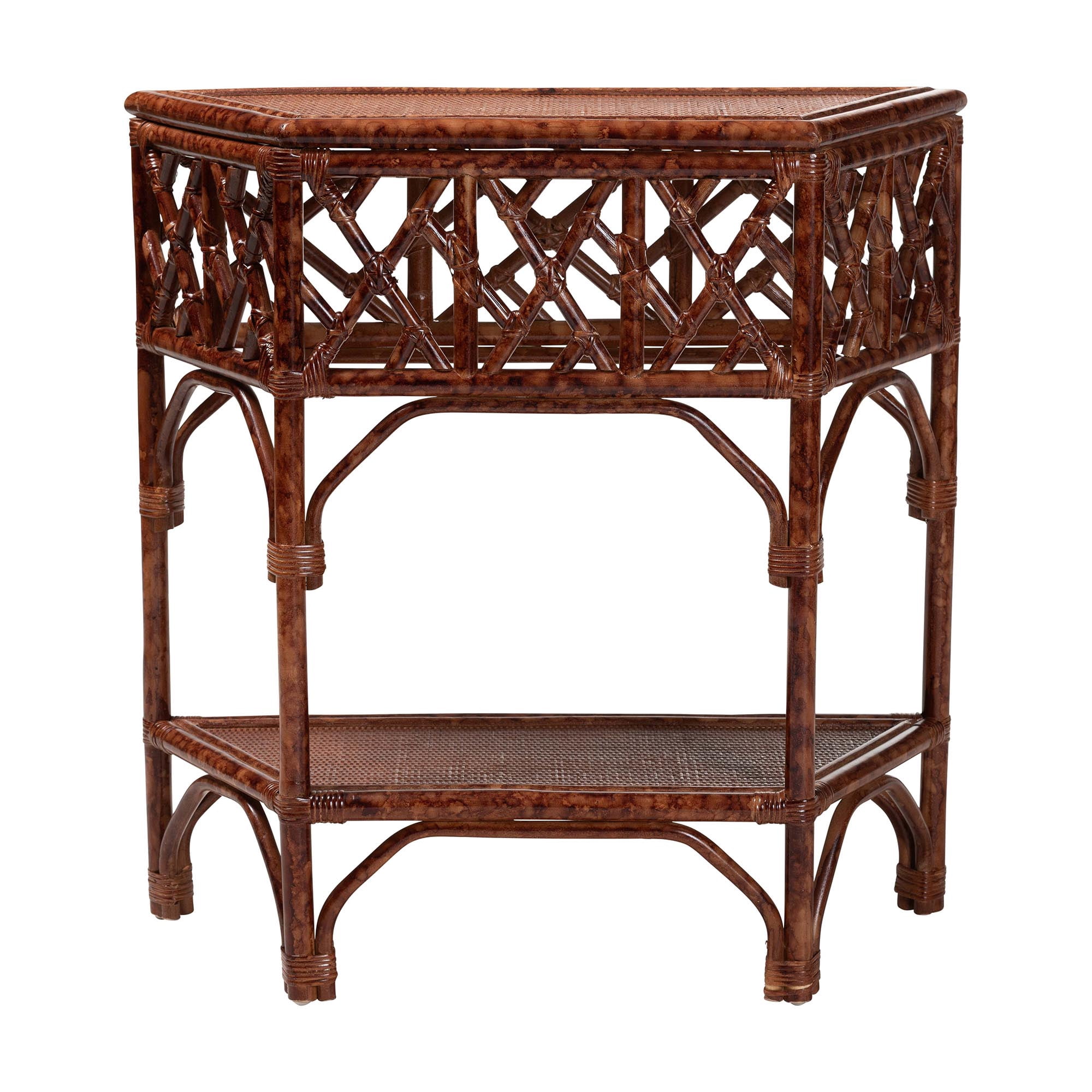 bali & pari Gaspar Boho Console Table, Marbled Tortoise Brown