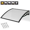 thumbnail image 4 of Spaco 40 x 40 Inch Outdoor Polycarbonate Front Door Window Awning Canopy-Black, Entry Door Outdoor Window Awning Exterior, Front Door Overhang Awning for Sun Shutter, UV, Rain, 4 of 4