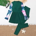 thumbnail image 2 of Gerichy Toddler Girl Swimsuit,Girls Bathing Suit Kids Girls Palm Pattern Long Sleeve Zipper Rash Guard Shirt Sun Protection Swimsuit Bathing Suit, 2 of 5