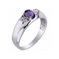 thumbnail image 4 of Rylos 14K White Gold Classic 6X4MM Oval Amethyst & Diamond Ring - Birthstone Jewelry for Men -Size 8, 4 of 7