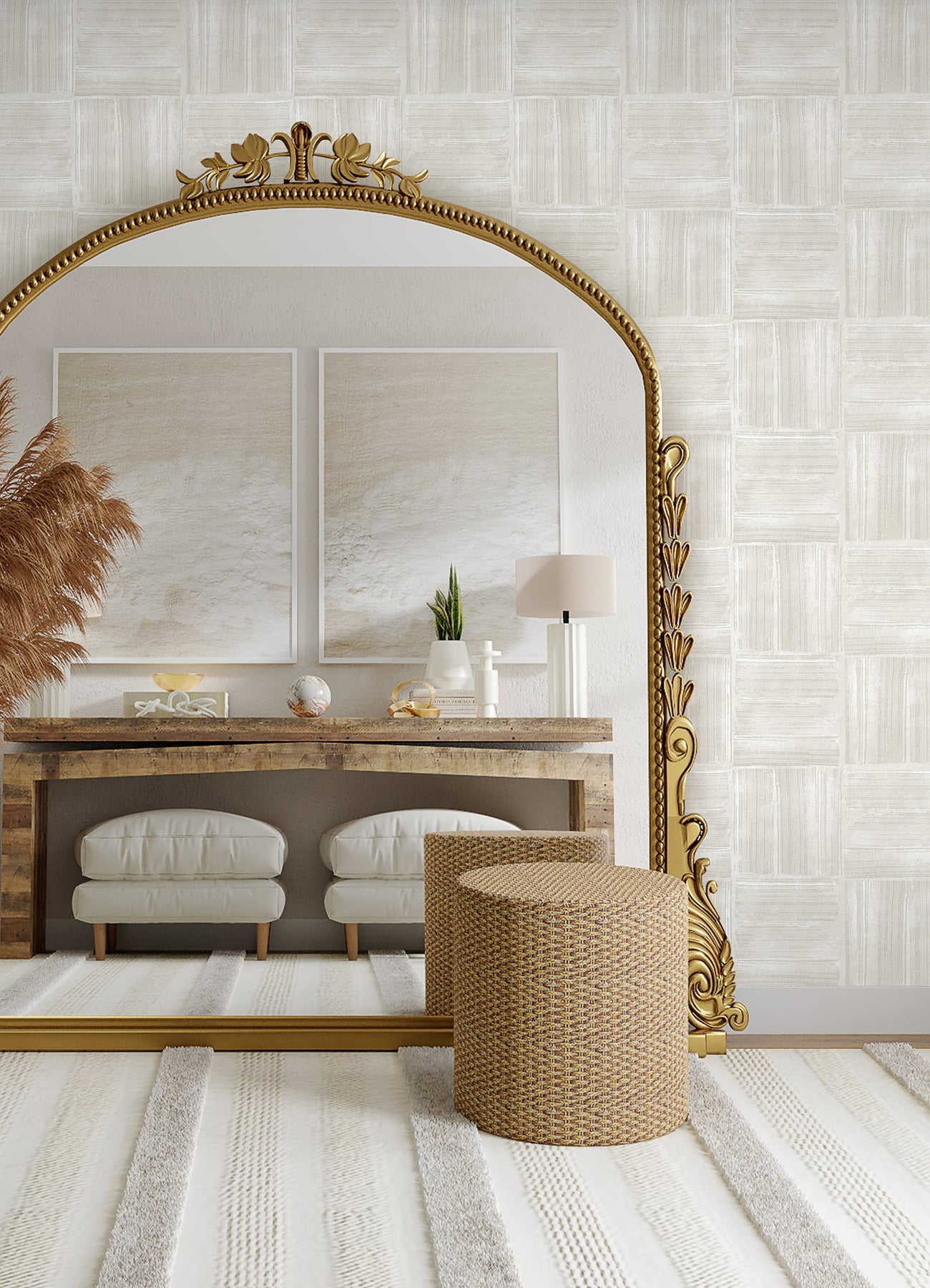 Dimensional Square Plaster Peel and Stick Wallpaper