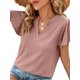 thumbnail image 5 of Lucakuins Blusa de manga corta de verano para mujer, cuello en V recortado Color sólido Casual Party Street Summer Shirt Tops Lucakuins moda, 5 of 7