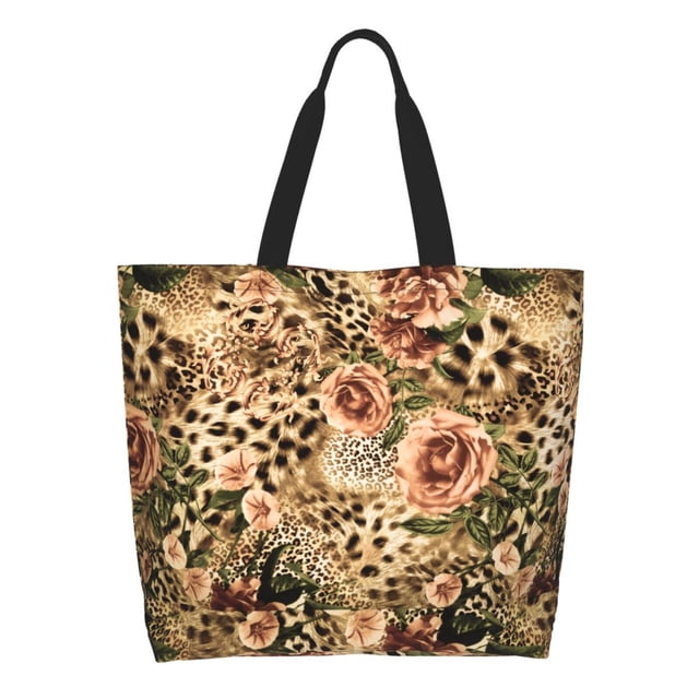 Balery Animal Leopard Bolsa Tote Estilo Estético con Cremalleras, Bolsa de Hombro, Bolsa de Compras Grande y Plegable