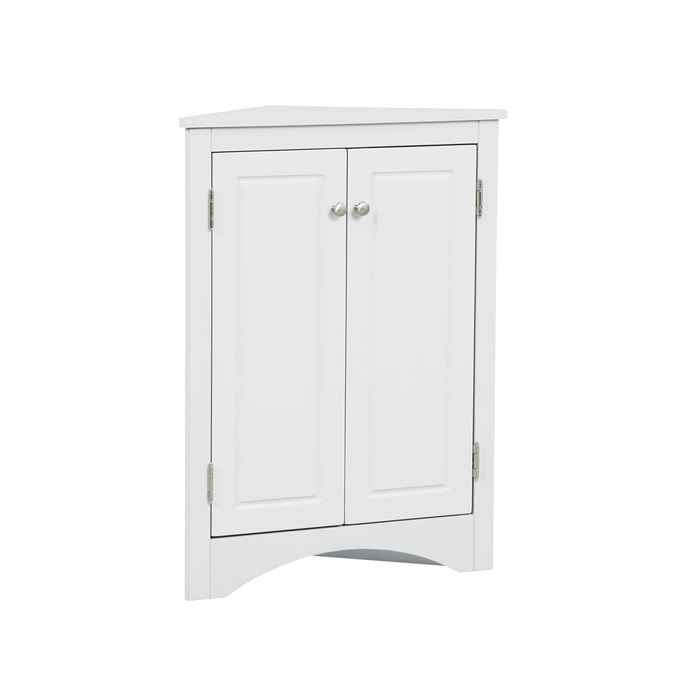 Kepooman Triangle Bathroom Floor Cabinet, Free Standing Wooden Storage Organizer with Adjustable Shelves, Multiple Tiers Storage Living Room Cabinet for Home, White Kepooman Triangle Bathroom Floor Cabinet, Free Standing Wooden Storage Organizer with Adjustable Shelves, Multiple Tiers Storage Living Room Cabinet for Home, White