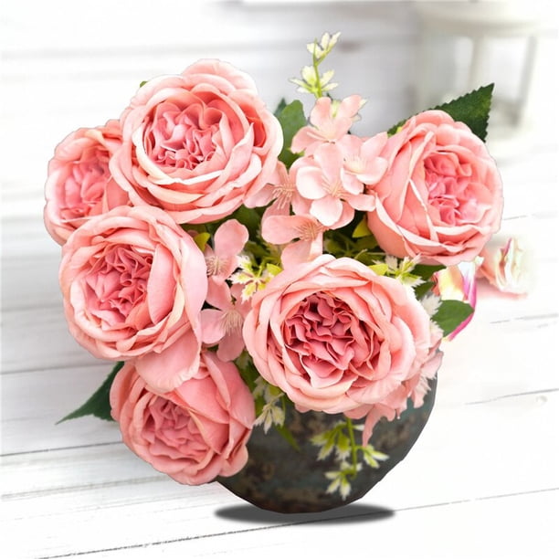 9 Heads Bouquet Artificial Peony Decorative Party Silk Fake Flowers Peonies For Home Decor DIY Wedding Decoration Rose WreathDarkPinkAustralia He Qiyong unisex