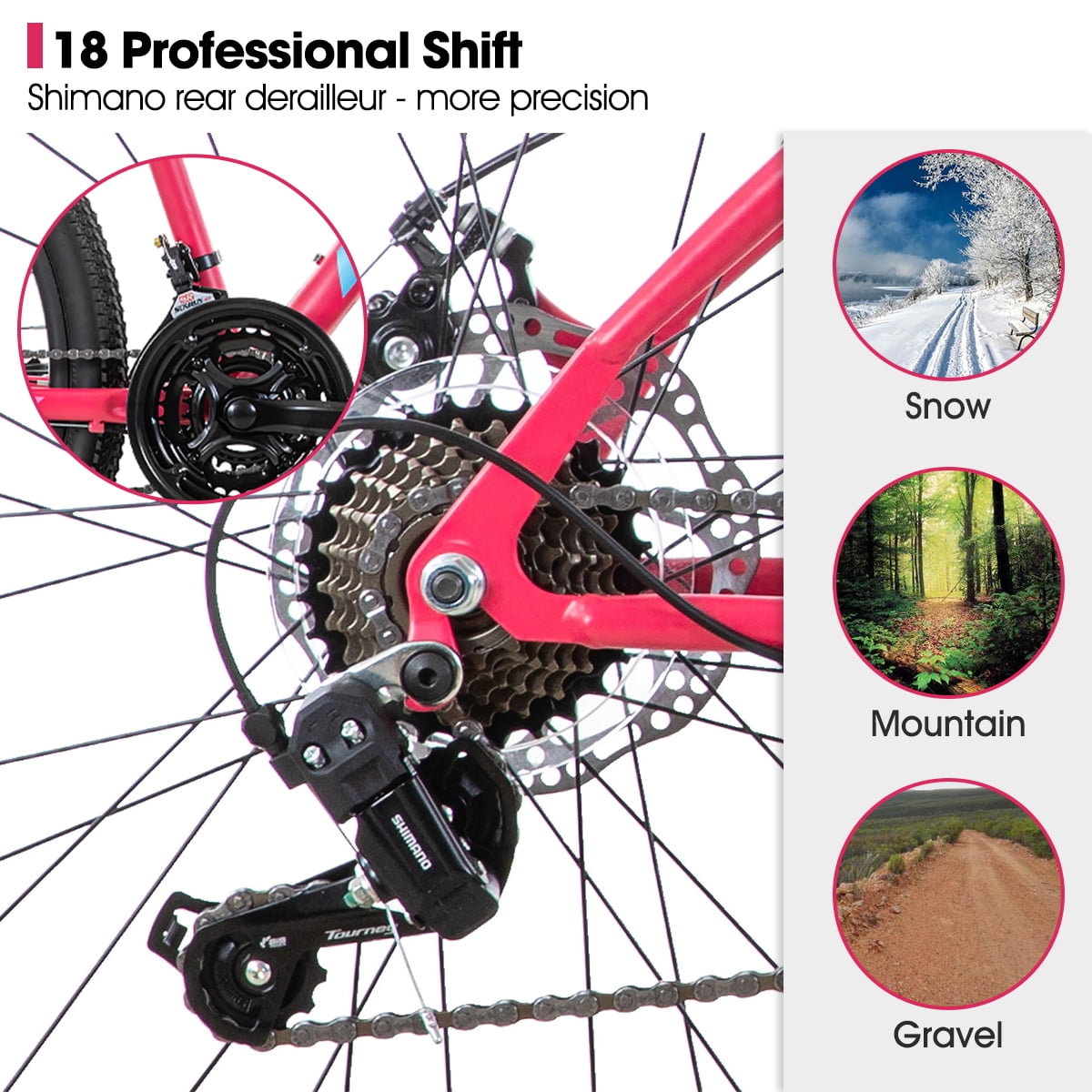 Hiland 26 Inch Mountain Bike, 18 Speed MTB with Dual Disc Brake, Mountain Bike for Men Women, High Carbon Steel Frame Bicycle