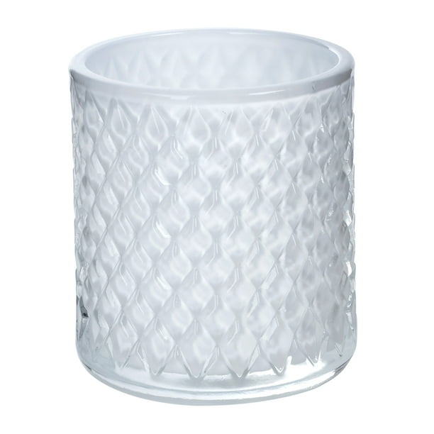 Mainstays Milky White Diamond Pattern Glass Votive and Tealight Candle