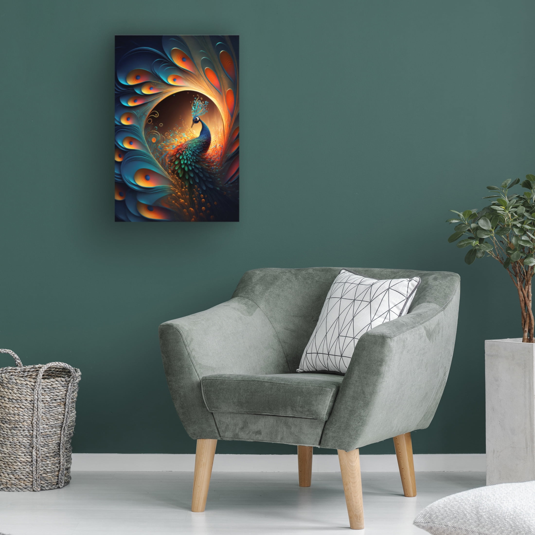 Canvas Wall Art - Ray Heere 'Proud Peacocks 5' Wall Art for Living Room, Bedroom, or Office Décor by Trademark Fine Art - 12 x 19 Inches
