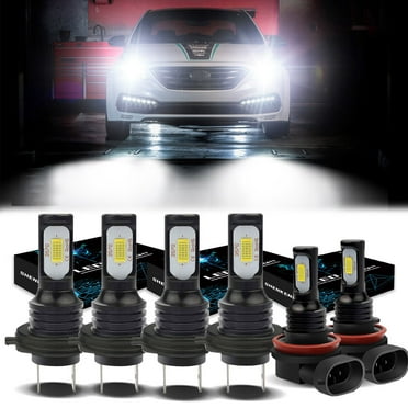H7 Headlights for 2011 2012 2013 2014 Hyundai Sonata 6500K White H7 High/ Low Beam H11 Fog light Bulbs,6pc