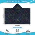 thumbnail image 2 of Colorful Doodle Dinosaurs Dark Pattern Hooded Bath Towel，50"x30" for Ages 3 To 12 Kids, Quick Dry Lightweight Soft Microfiber Hood Beach Towel Cover Up for Kids, 2 of 7